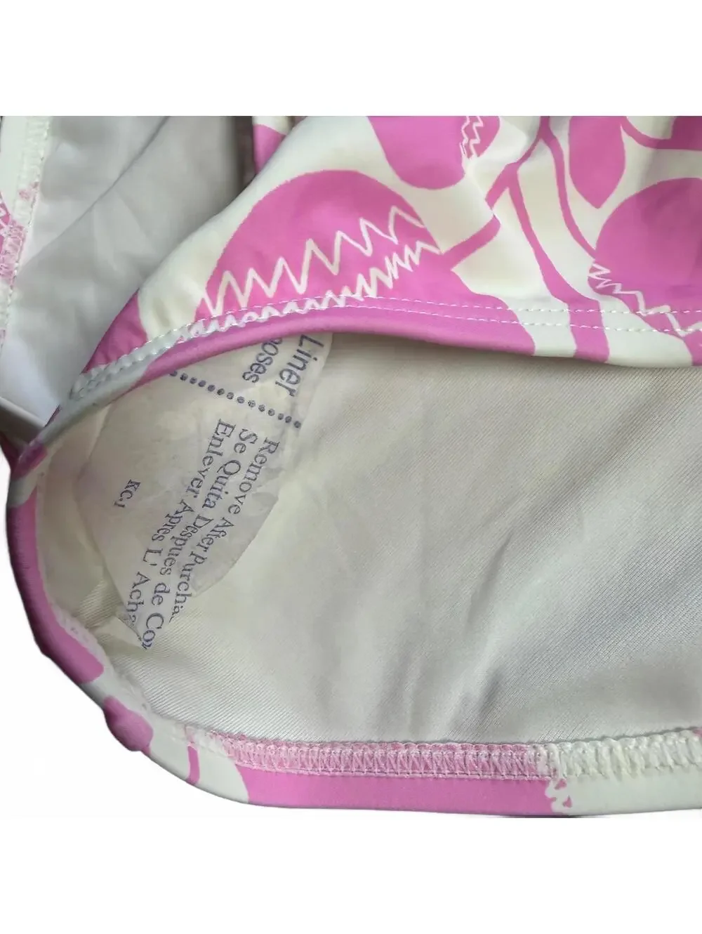 Kate Spade bow shoulder accent v front one piece swimsuit pink cream size S New